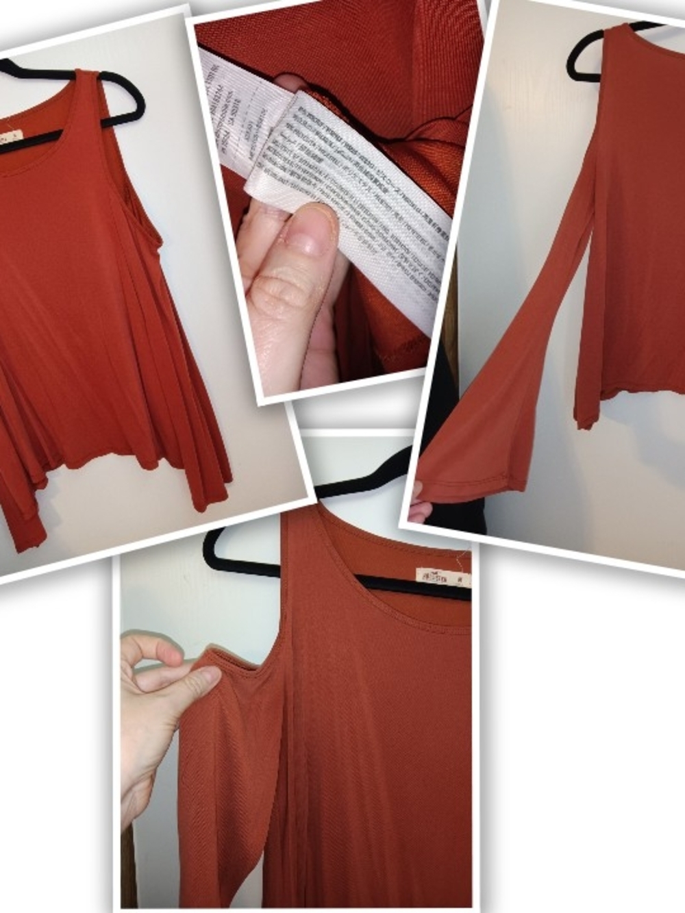 Hollister Burnt Orange Cold Shoulder Bell Sleeve Top - Size M